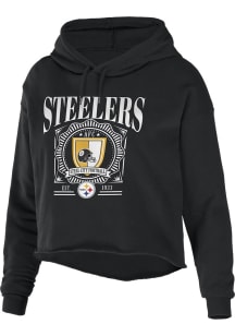 WEAR by Erin Andrews Pittsburgh Steelers Womens Black Cropped Hooded Sweatshirt
