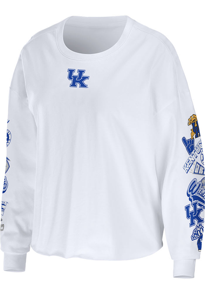 WEAR by Erin Andrews Kentucky Wildcats Womens White Celebration Crop LS Tee