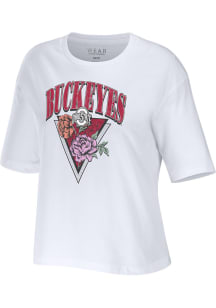 WEAR by Erin Andrews Ohio State Buckeyes Womens White Floral Short Sleeve T-Shirt