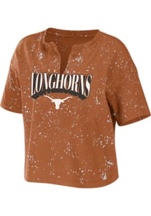 WEAR by Erin Andrews Texas Longhorns Womens Burnt Orange Bleach Splatter Short Sleeve T-Shirt