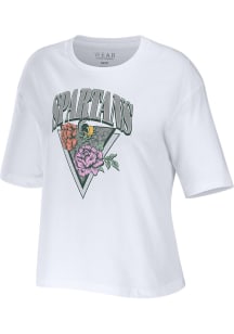 WEAR by Erin Andrews Michigan State Spartans Womens White Floral Short Sleeve T-Shirt