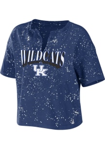 WEAR by Erin Andrews Kentucky Wildcats Womens Blue Bleach Splatter Short Sleeve T-Shirt