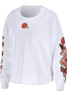 WEAR by Erin Andrews Cleveland Browns Womens White Celebration LS Tee