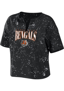 WEAR by Erin Andrews Cincinnati Bengals Womens Black Bleach + Short Sleeve T-Shirt