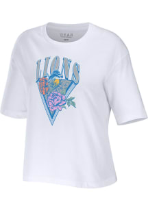 WEAR by Erin Andrews Detroit Lions Womens White Floral Short Sleeve T-Shirt