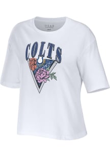 WEAR by Erin Andrews Indianapolis Colts Womens White Floral Short Sleeve T-Shirt