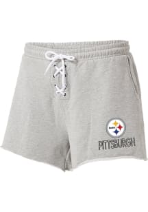 WEAR by Erin Andrews Pittsburgh Steelers Womens Grey Lace Up Shorts