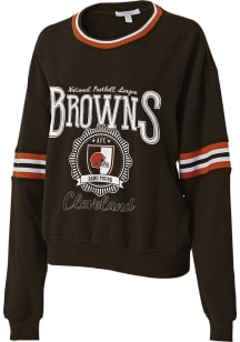 WEAR by Erin Andrews Cleveland Browns Womens Brown Crest Crew Sweatshirt