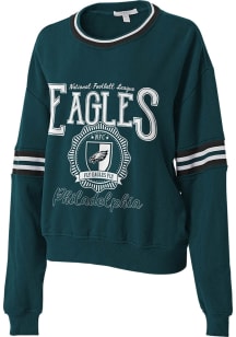 WEAR by Erin Andrews Philadelphia Eagles Womens Midnight Green Crest Crew Sweatshirt
