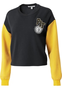 WEAR by Erin Andrews Pittsburgh Steelers Womens Black Colorblock Crew Sweatshirt