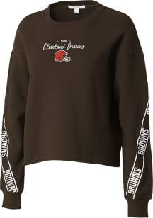 WEAR by Erin Andrews Cleveland Browns Womens Black Taping Crew Sweatshirt