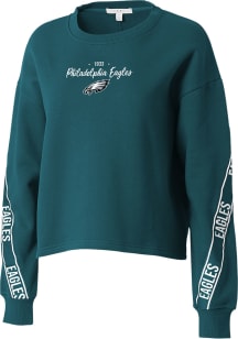 WEAR by Erin Andrews Philadelphia Eagles Womens Midnight Green Taping Crew Sweatshirt
