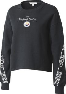 WEAR by Erin Andrews Pittsburgh Steelers Womens Black Taping Crew Sweatshirt