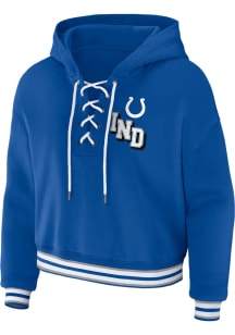 WEAR by Erin Andrews Indianapolis Colts Womens Blue Lace Up Hooded Sweatshirt