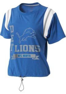 WEAR by Erin Andrews Detroit Lions Womens Blue Colorblock Short Sleeve T-Shirt