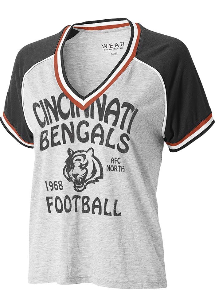 WEAR by Erin Andrews Cincinnati Bengals Womens Grey Raglan Short Sleeve T-Shirt