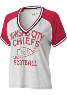 WEAR by Erin Andrews Kansas City Chiefs Womens Grey Raglan Short Sleeve T-Shirt