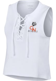 WEAR by Erin Andrews Cincinnati Bengals Womens White Lace Up Tank Top