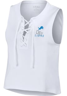WEAR by Erin Andrews Detroit Lions Womens White Lace Up Tank Top