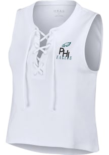 WEAR by Erin Andrews Philadelphia Eagles Womens White Lace Up Tank Top
