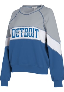 WEAR by Erin Andrews Detroit Lions Womens Blue Color Block Crew Sweatshirt