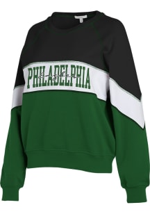 WEAR by Erin Andrews Philadelphia Eagles Womens Kelly Green Color Block Crew Sweatshirt