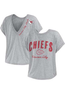 WEAR by Erin Andrews Kansas City Chiefs Womens Grey Reversible Short Sleeve T-Shirt