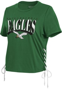 WEAR by Erin Andrews Philadelphia Eagles Womens Kelly Green Lace Up Short Sleeve T-Shirt