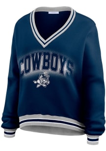 Dallas Cowboys Womens Navy Blue Oversized Crew Sweatshirt