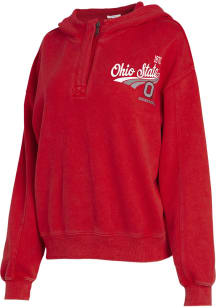 WEAR by Erin Andrews Ohio State Buckeyes Womens Red Vintage washed Hooded Sweatshirt