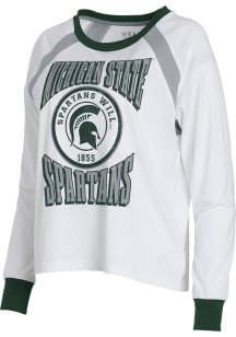WEAR by Erin Andrews Michigan State Spartans Womens White Vintage LS Tee
