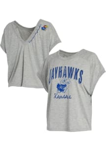 WEAR by Erin Andrews Kansas Jayhawks Womens Grey Reversible Short Sleeve T-Shirt