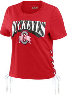 WEAR by Erin Andrews Ohio State Buckeyes Womens Red Lace-up Short Sleeve T-Shirt