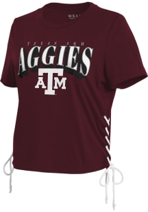 WEAR by Erin Andrews Texas A&amp;M Aggies Womens Maroon Lace-up Short Sleeve T-Shirt