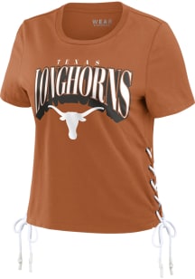 WEAR by Erin Andrews Texas Longhorns Womens Burnt Orange Lace-up Short Sleeve T-Shirt