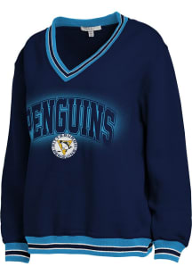WEAR by Erin Andrews Pittsburgh Penguins Womens Blue Oversized Crew Sweatshirt