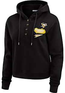 WEAR by Erin Andrews Pittsburgh Penguins Womens Black Waffle Hooded Sweatshirt