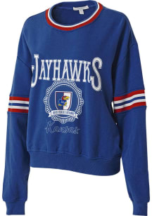 WEAR by Erin Andrews Kansas Jayhawks Womens Blue Seal Crew Sweatshirt
