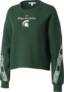 WEAR by Erin Andrews Michigan State Spartans Womens Green Taping Crew Sweatshirt
