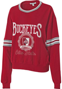 WEAR by Erin Andrews Ohio State Buckeyes Womens Red Seal Crew Sweatshirt