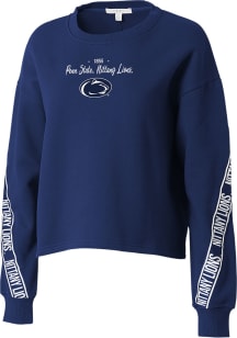 WEAR by Erin Andrews Penn State Nittany Lions Womens Navy Blue Taping Crew Sweatshirt