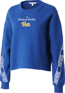 WEAR by Erin Andrews Pitt Panthers Womens Blue Taping Crew Sweatshirt