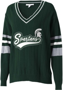 WEAR by Erin Andrews Michigan State Spartans Womens Green V Neck Long Sleeve Sweater