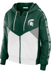 WEAR by Erin Andrews Michigan State Spartans Womens Green Colorblock Long Sleeve Full Zip Jacket