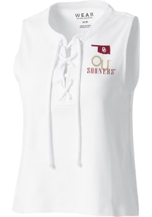 WEAR by Erin Andrews Oklahoma Sooners Womens White Lace Up Tank Top