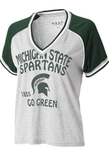 WEAR by Erin Andrews Michigan State Spartans Womens Grey Raglan Short Sleeve T-Shirt