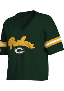 WEAR by Erin Andrews Green Bay Packers Womens Green Block Boxy Short Sleeve T-Shirt