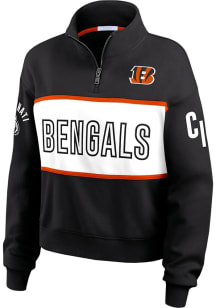 WEAR by Erin Andrews Cincinnati Bengals Womens Black Color Block Qtr Zip