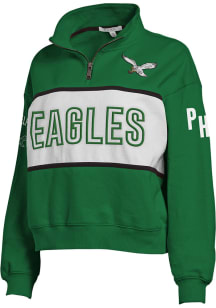 WEAR by Erin Andrews Philadelphia Eagles Womens Kelly Green Color Block Qtr Zip