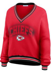 WEAR by Erin Andrews Kansas City Chiefs Womens Red Oversized Crew Sweatshirt